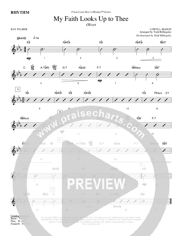 My Faith Looks Up To Thee Rhythm Chart (Todd Billingsley)