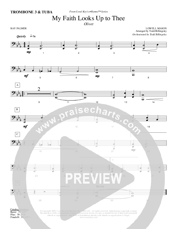 My Faith Looks Up To Thee Trombone 3/Tuba (Todd Billingsley)