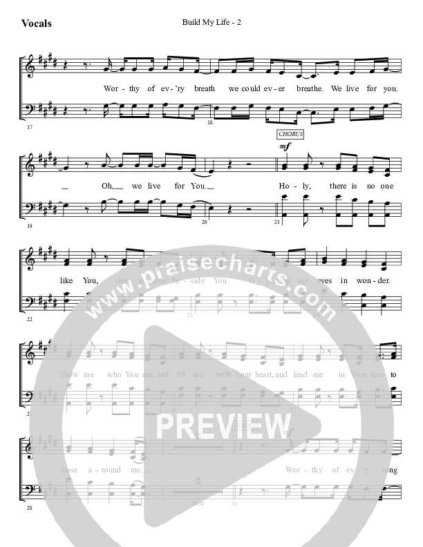 Build My Life Choir Sheet (SATB) (WorshipTeam.tv)