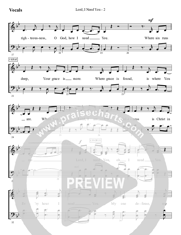 Lord I Need You Choir Sheet (SATB) (WorshipTeam.tv)