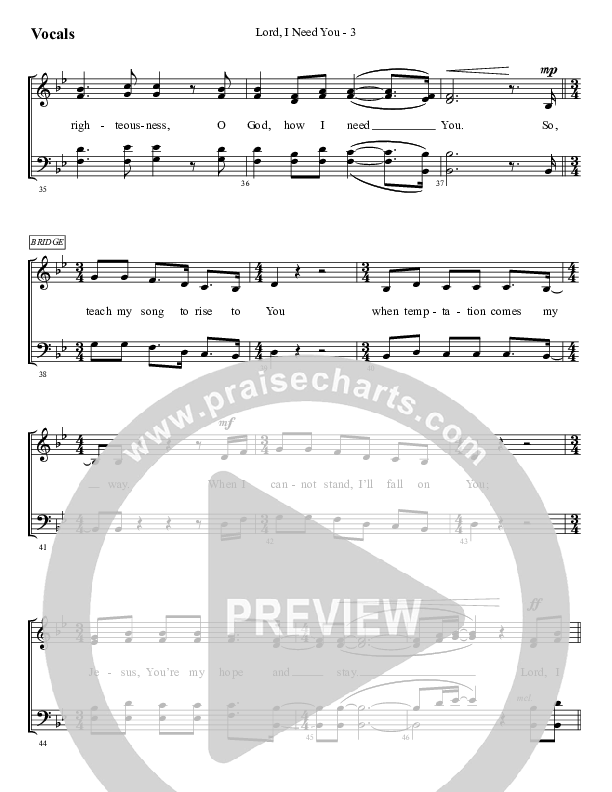 Lord I Need You Choir Sheet (SATB) (WorshipTeam.tv)