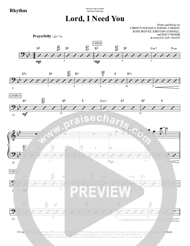 Lord I Need You Rhythm Chart (WorshipTeam.tv)