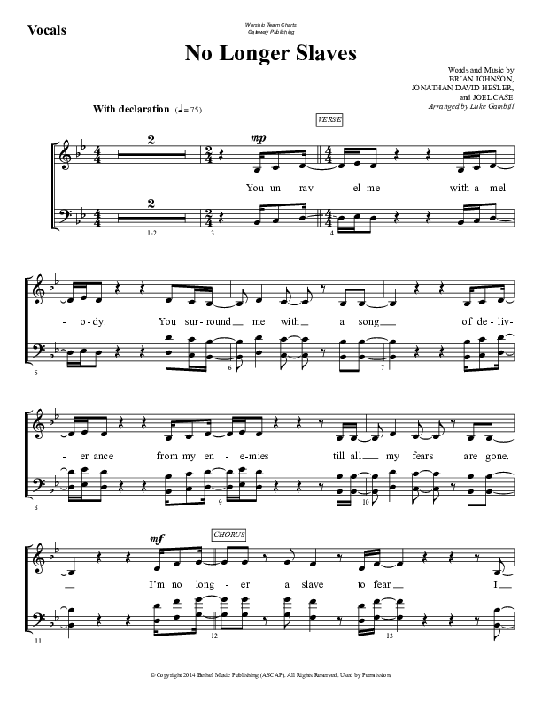 No Longer Slaves Choir Sheet (SATB) (WorshipTeam.tv)