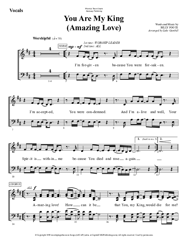 You Are My King (Amazing Love) Choir Sheet (SATB) (WorshipTeam.tv)