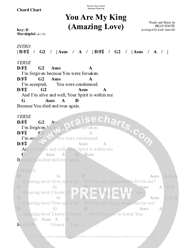 You Are My King (Amazing Love) Chords & Lyrics (WorshipTeam.tv)