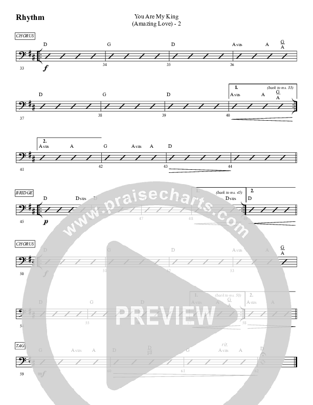 You Are My King (Amazing Love) Rhythm Chart (WorshipTeam.tv)