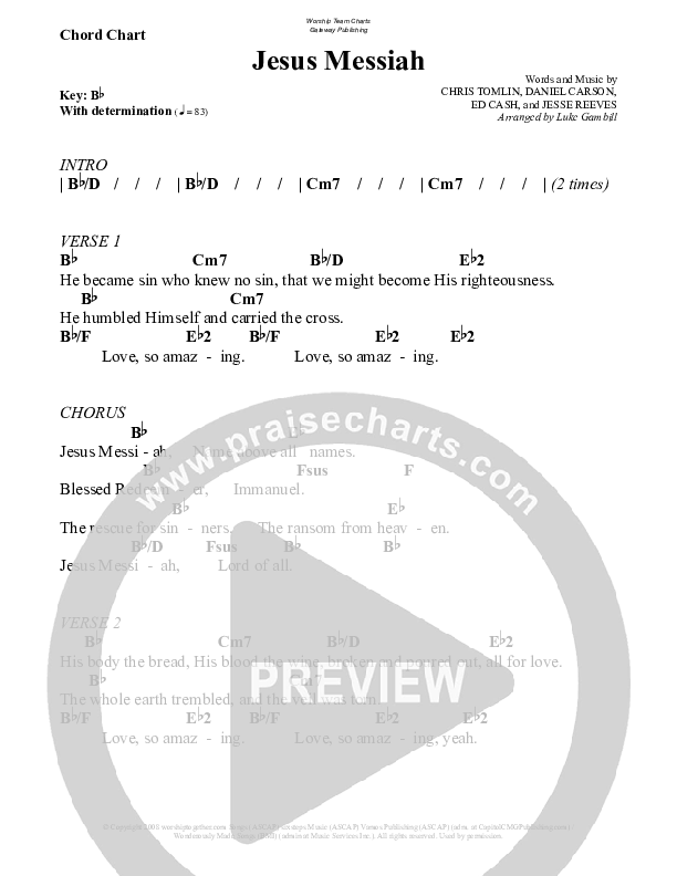 Jesus Messiah Chords & Lyrics (WorshipTeam.tv)