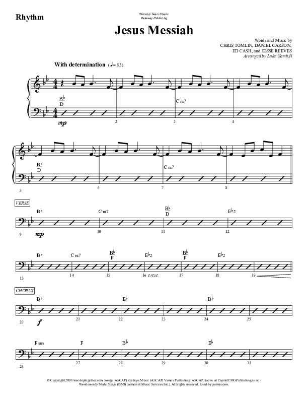 Jesus Messiah Rhythm Chart (WorshipTeam.tv)