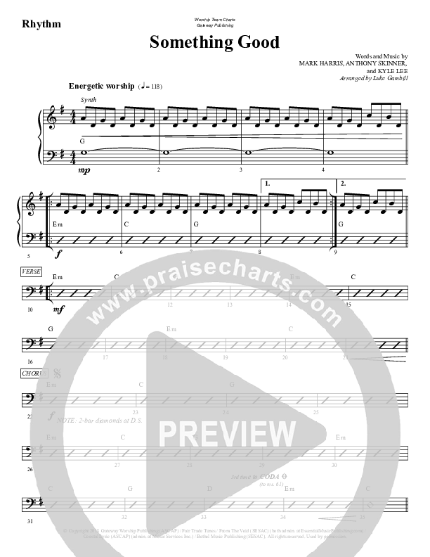 Something Good Rhythm Chart (WorshipTeam.tv)