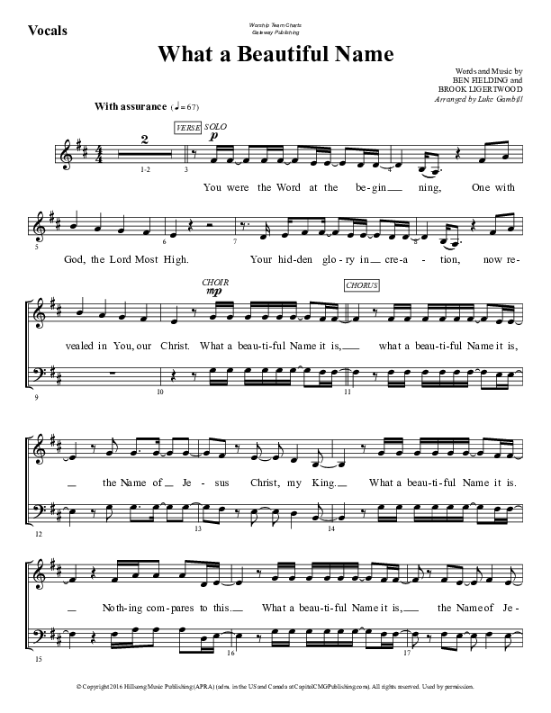 What A Beautiful Name Choir Sheet (SATB) (WorshipTeam.tv)