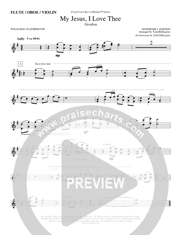 My Jesus I Love Thee Flute/Oboe (Todd Billingsley)
