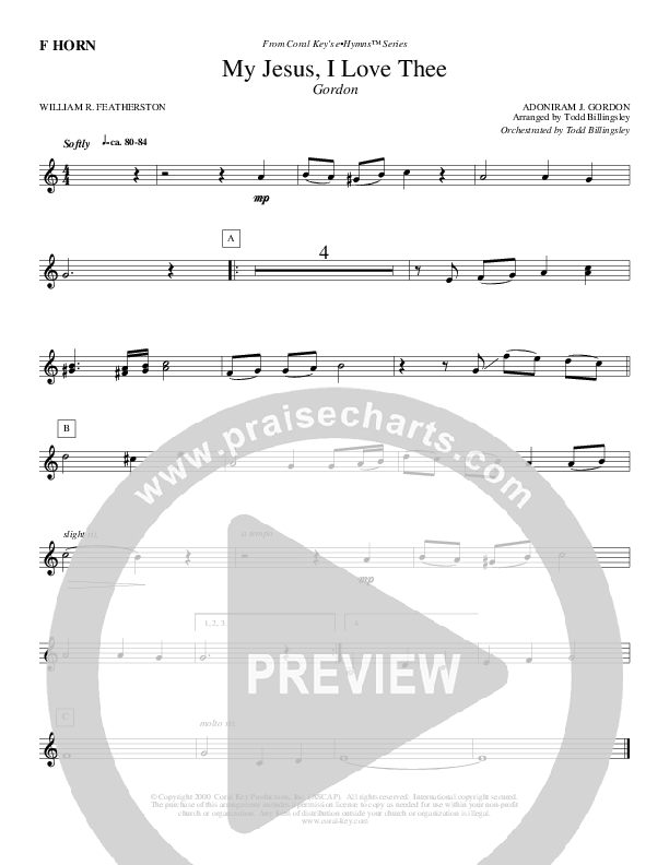 My Jesus I Love Thee French Horn (Todd Billingsley)