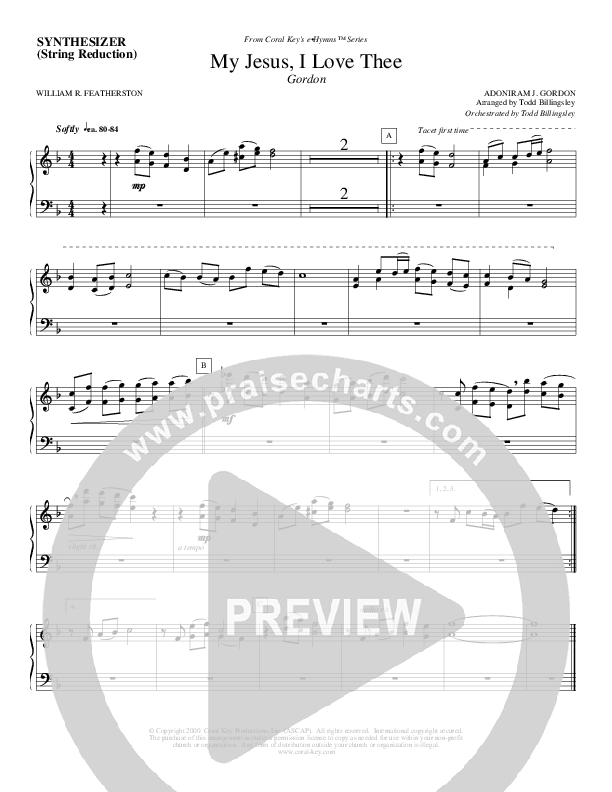 My Jesus I Love Thee Synth Strings (Todd Billingsley)