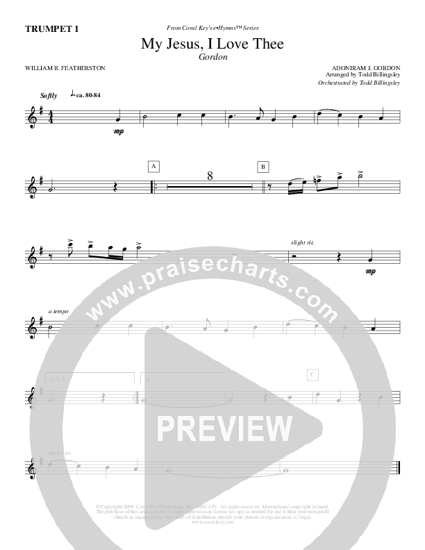 My Jesus I Love Thee Trumpet 1 (Todd Billingsley)
