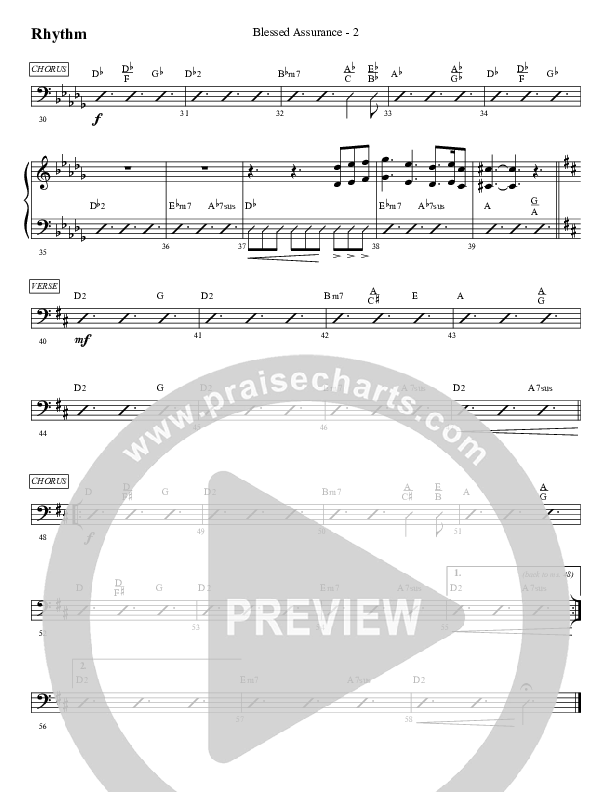 Blessed Assurance Rhythm Chart (WorshipTeam.tv)