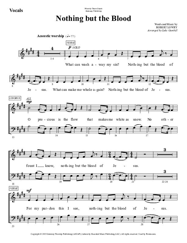Nothing But The Blood Choir Sheet (SATB) (WorshipTeam.tv)