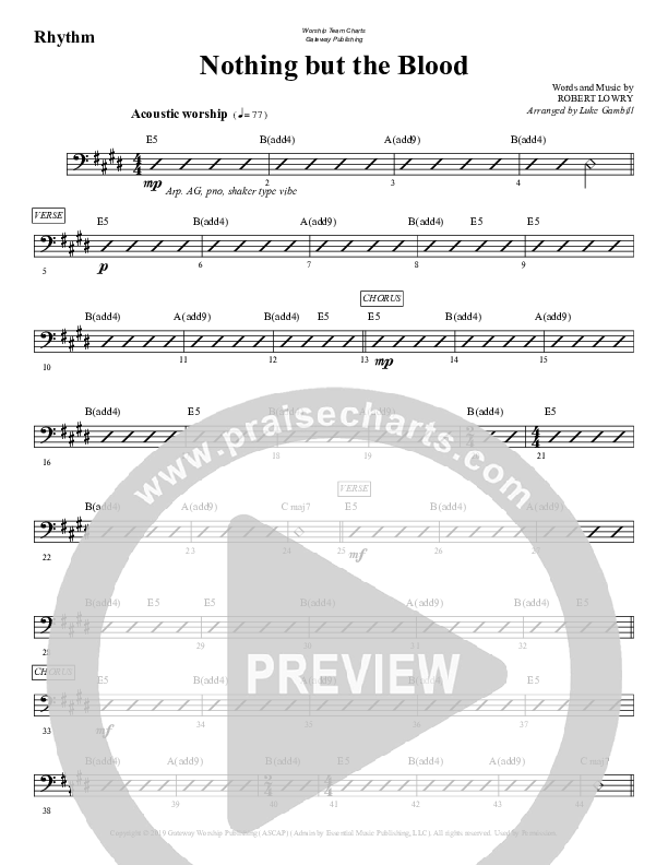 Nothing But The Blood Rhythm Chart (WorshipTeam.tv)