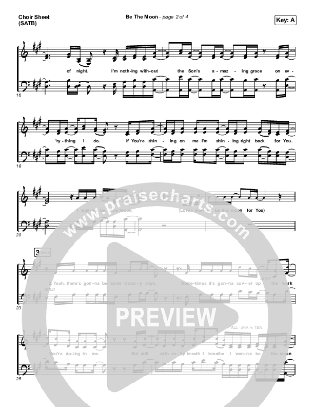 Be The Moon Choir Sheet (SATB) (Chris Tomlin / Brett Young / Cassadee Pope)