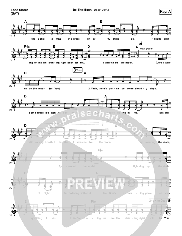 Be The Moon Lead Sheet (SAT) (Chris Tomlin / Brett Young / Cassadee Pope)