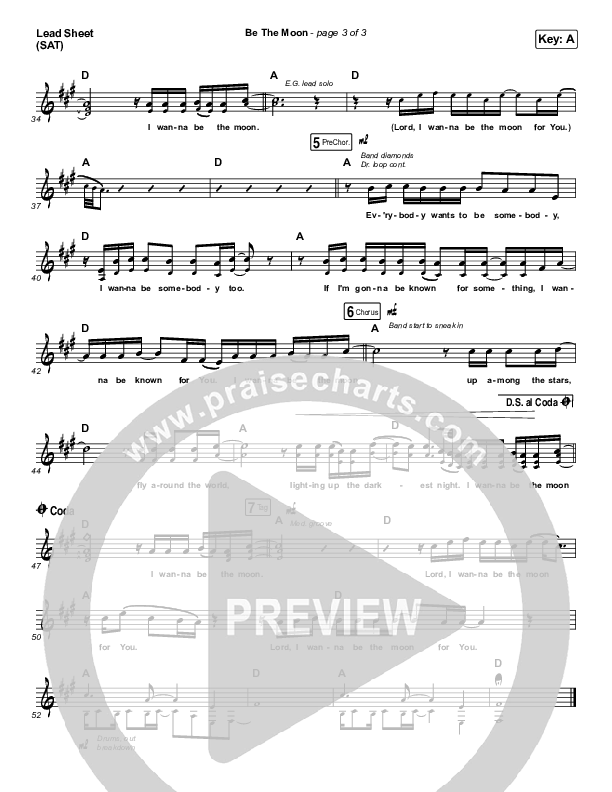 Be The Moon Lead Sheet (SAT) (Chris Tomlin / Brett Young / Cassadee Pope)