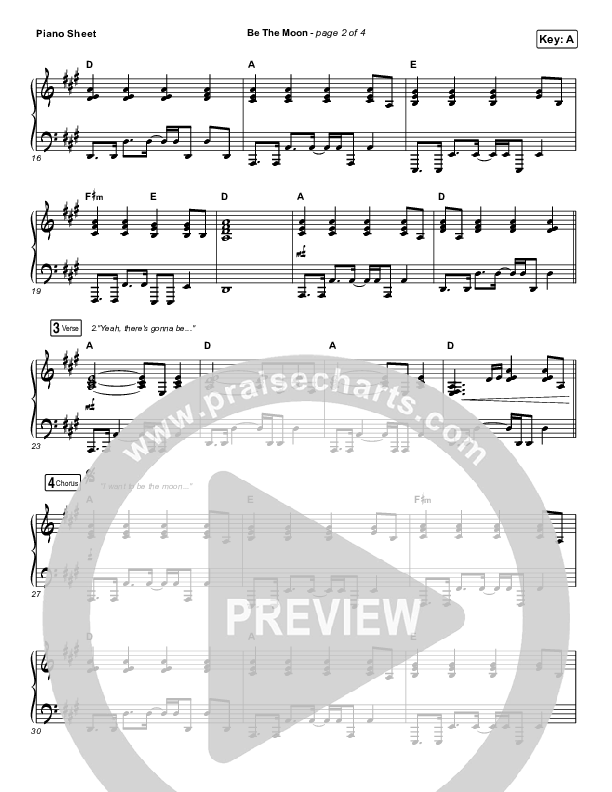Be The Moon Piano Sheet (Chris Tomlin / Brett Young / Cassadee Pope)