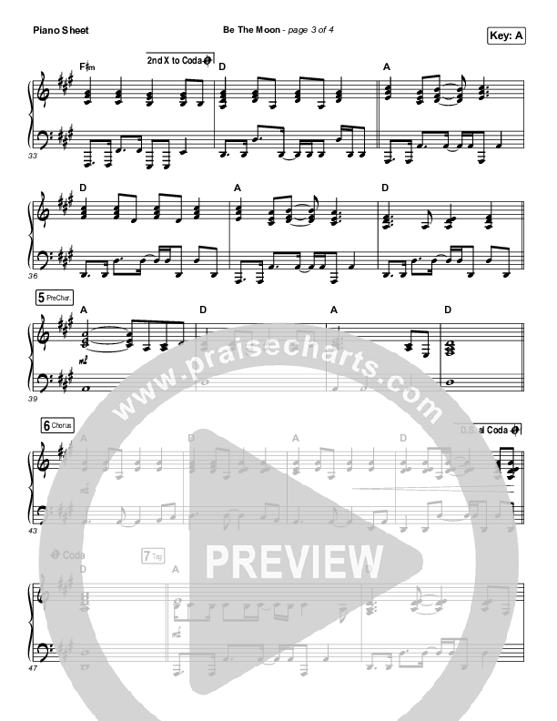 Be The Moon Piano Sheet (Chris Tomlin / Brett Young / Cassadee Pope)