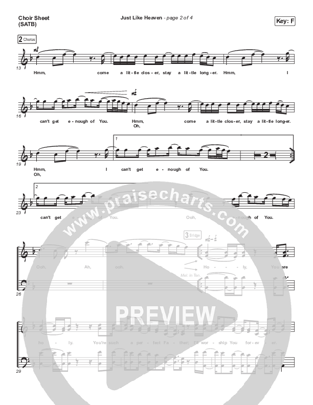 Just Like Heaven Choir Vocals (SATB) (Brandon Lake)