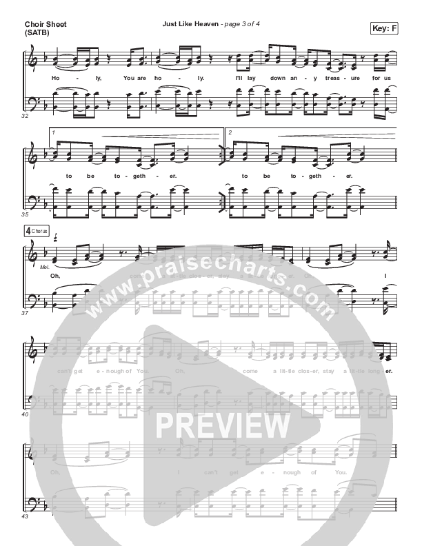 Just Like Heaven Choir Vocals (SATB) (Brandon Lake)