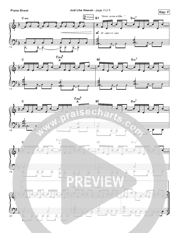 Just Like Heaven Piano Sheet (Brandon Lake)