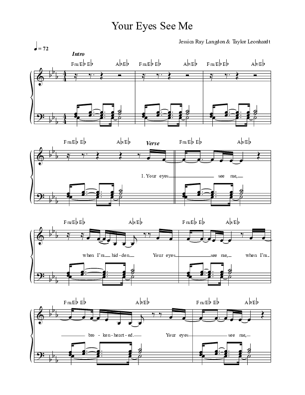 Your Eyes See Me Lead Sheet (Mission House / Jess Ray / Taylor Leonhardt)