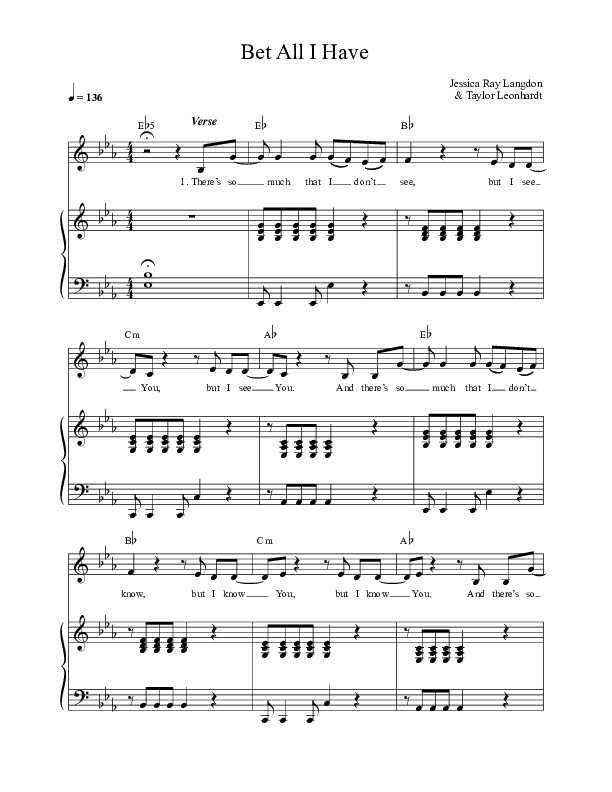 Bet All I Have Lead & Piano (Mission House / Jess Ray / Taylor Leonhardt)