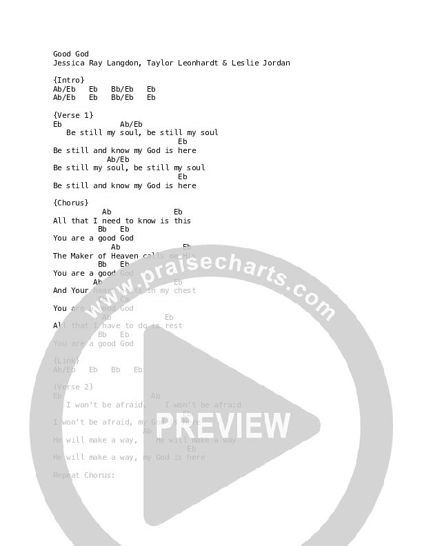 Good God Chord Chart (Mission House / Jess Ray / Taylor Leonhardt)
