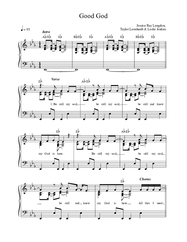 Good God Lead Sheet (Mission House / Jess Ray / Taylor Leonhardt)