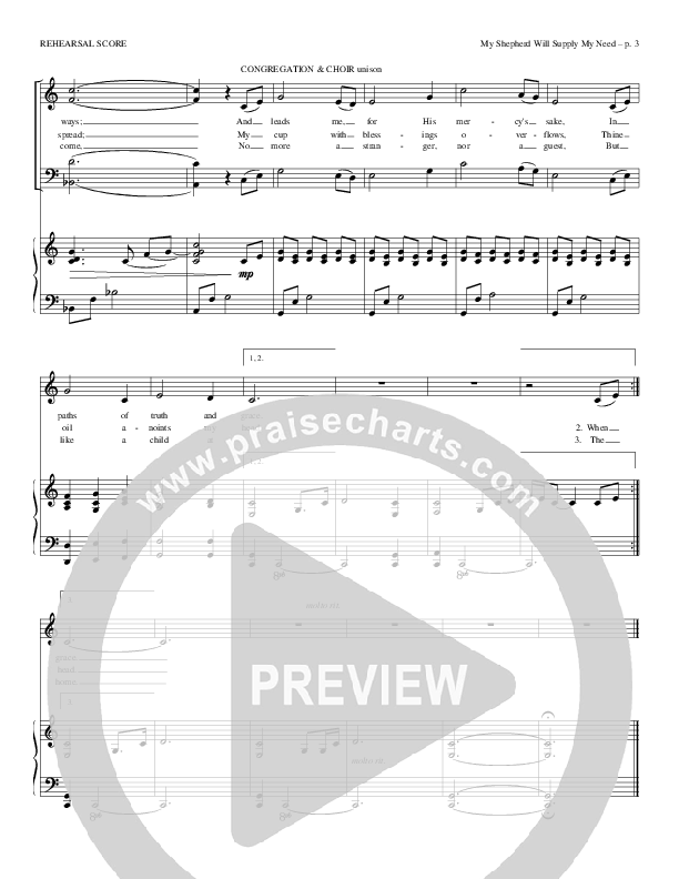 My Shepherd Will Supply My Need Conductor's Score (Todd Billingsley)