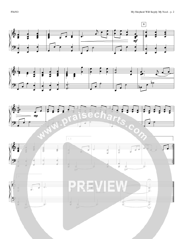 My Shepherd Will Supply My Need Piano Sheet (Todd Billingsley)