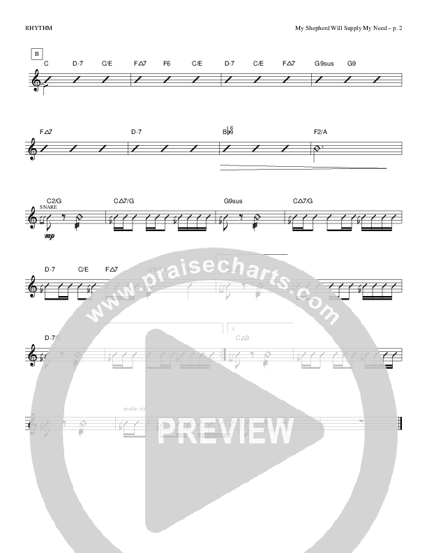 My Shepherd Will Supply My Need Rhythm Chart (Todd Billingsley)