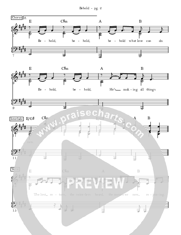 Behold Lead Sheet (Mission House / Jess Ray / Taylor Leonhardt)