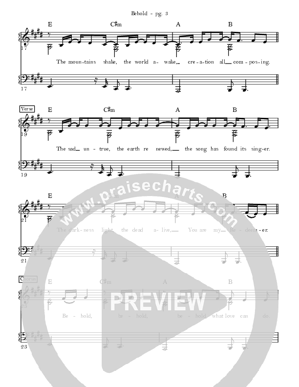 Behold Lead Sheet (Mission House / Jess Ray / Taylor Leonhardt)