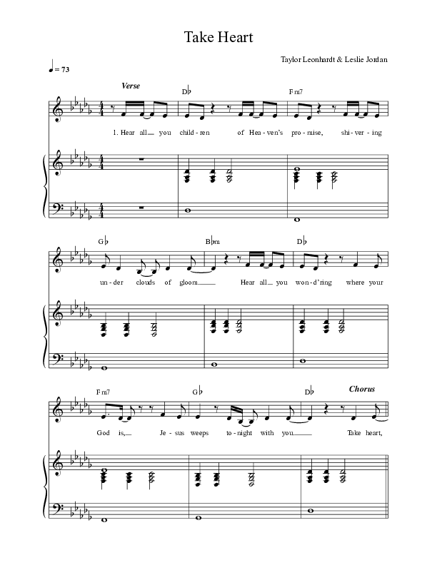 Take Heart Lead & Piano (Mission House / Jess Ray / Taylor Leonhardt)