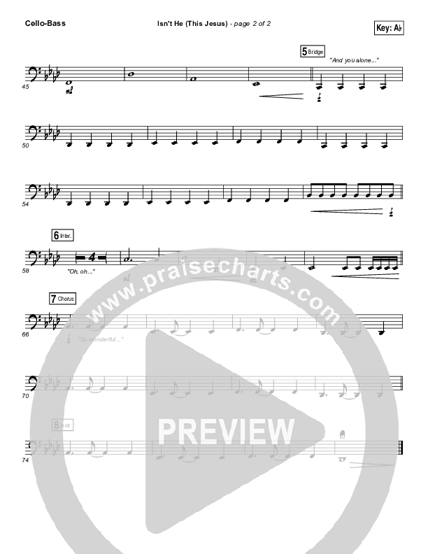 Isn't He (This Jesus) Cello/Bass (Natalie Grant)