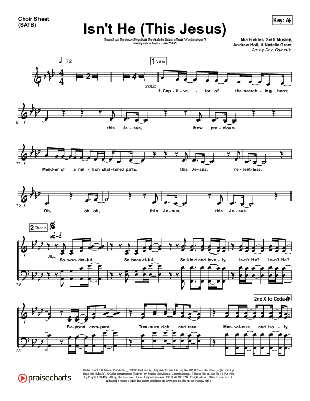 Isn't He (This Jesus) Choir Sheet (SATB) (Natalie Grant)