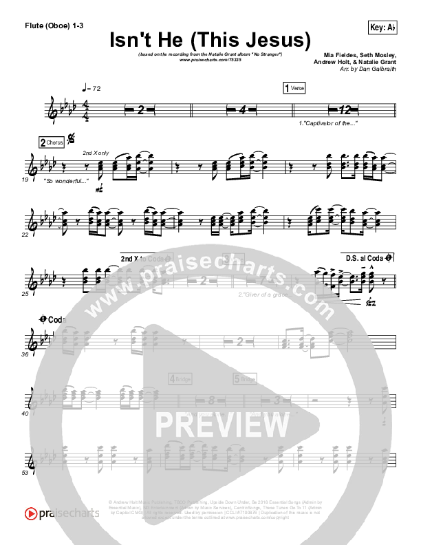 Isn't He (This Jesus) Flute/Oboe 1/2/3 (Natalie Grant)