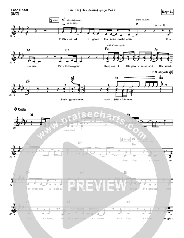 Isn't He (This Jesus) Lead Sheet (SAT) (Natalie Grant)