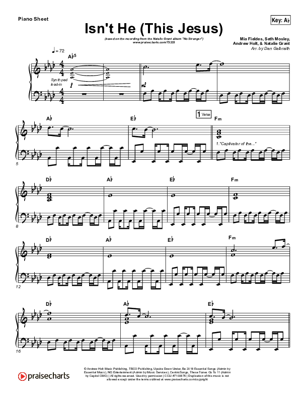 Isn't He (This Jesus) Piano Sheet (Natalie Grant)