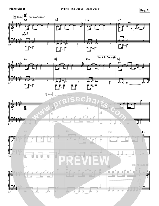 Isn't He (This Jesus) Piano Sheet (Natalie Grant)