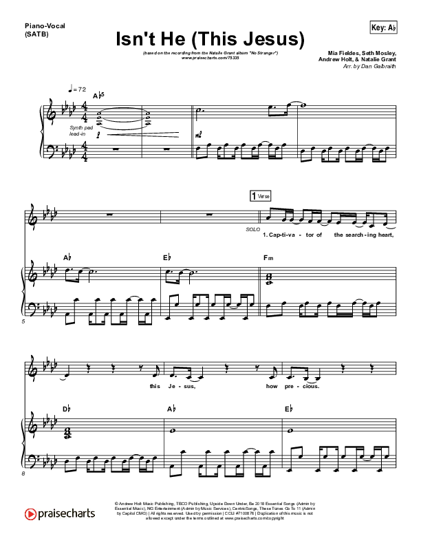 Isn't He (This Jesus) Piano/Vocal (SATB) (Natalie Grant)