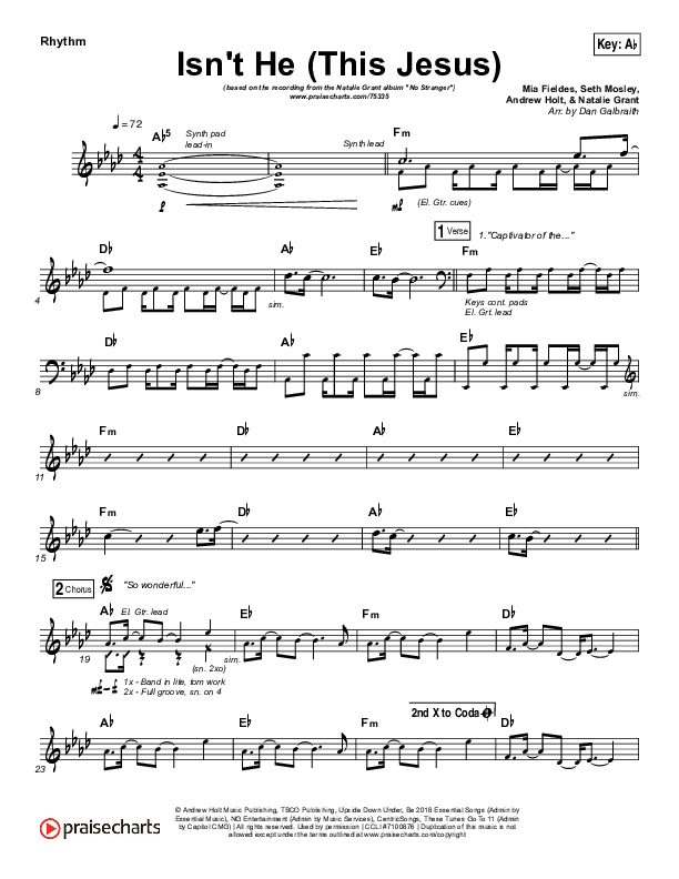 Isn't He (This Jesus) Rhythm Chart (Natalie Grant)