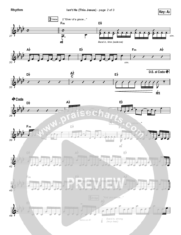 Isn't He (This Jesus) Rhythm Chart (Natalie Grant)