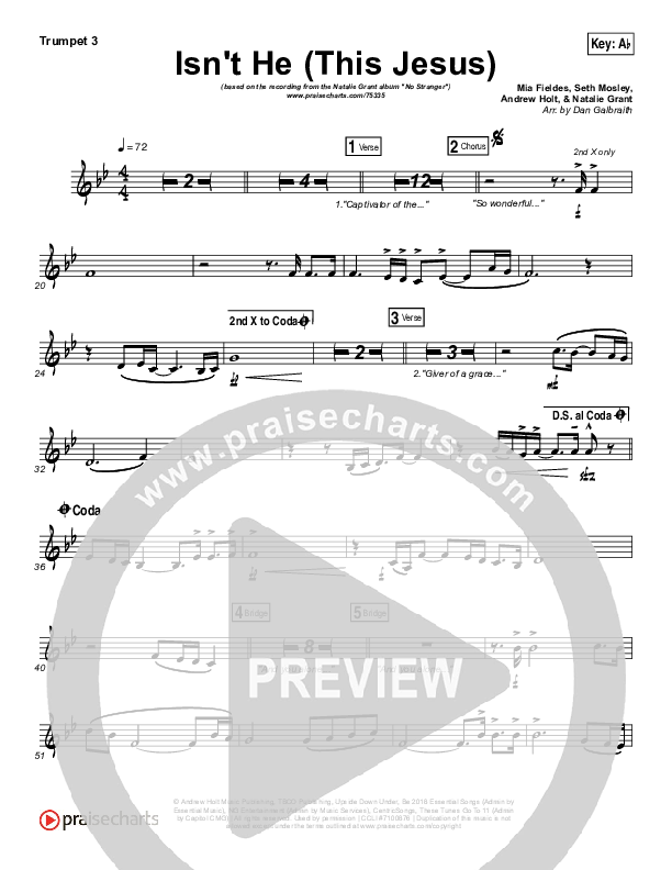 Isn't He (This Jesus) Trumpet 3 (Natalie Grant)