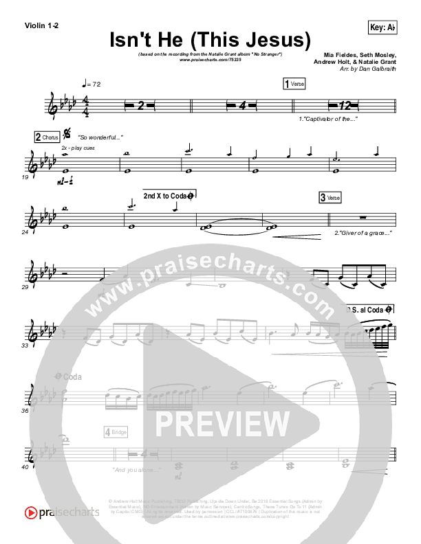 Isn't He (This Jesus) Violin 1/2 (Natalie Grant)